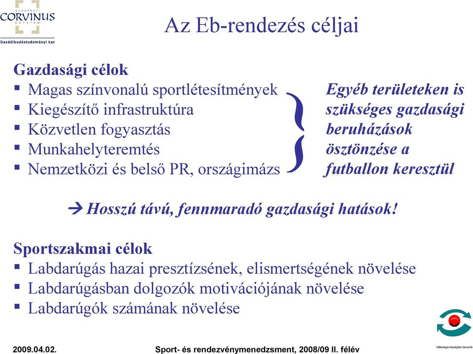 belső PR, országimázs futballon keresztül Hosszú távú, fennmaradó gazdasági hatások!