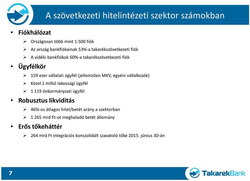 ezer vállalati ügyfél (jellemzően MKV, egyéni vállalkozók) Közel 1 millió lakossági ügyfél 1 119 önkormányzati ügyfél Robusztus