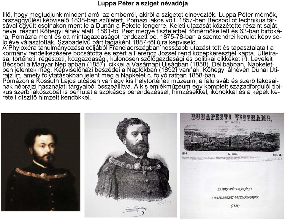 1861-től Pest megye tiszteletbeli főmérnöke lett és 63-ban birtokára, Pomázra ment és ott mintagazdaságot rendezett be. 1875-78-ban a szentendrei kerület képviselőjévé választották.