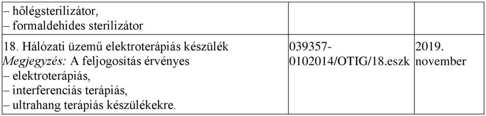 feljogosítás érvényes elektroterápiás, interferenciás