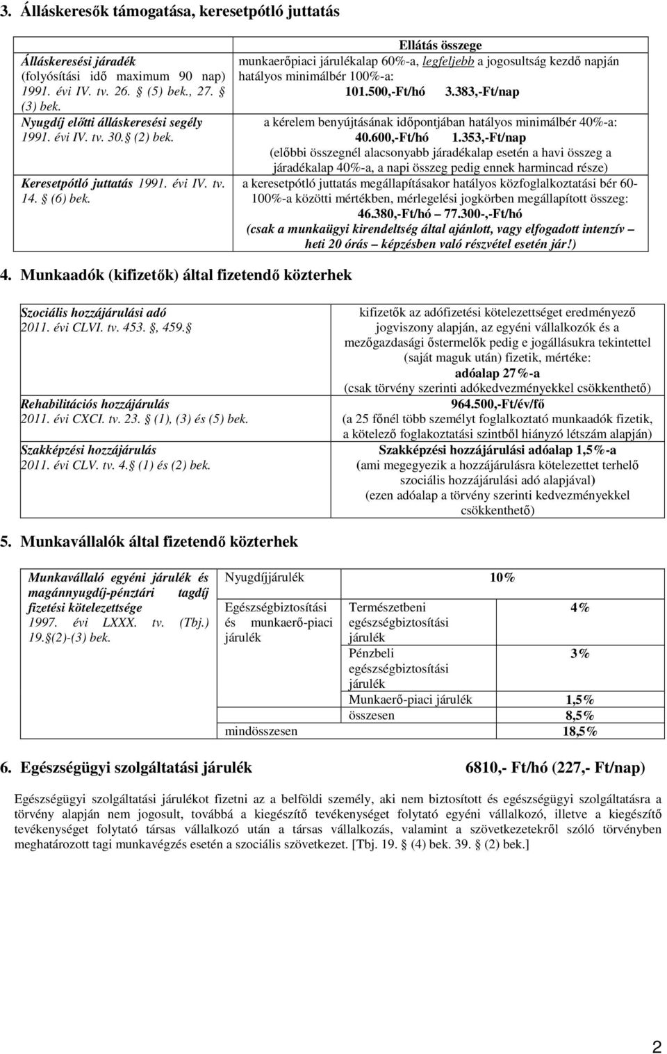 383,-Ft/nap a kérelem benyújtásának időpontjában hatályos minimálbér 40%-a: 40.600,-Ft/hó 1.