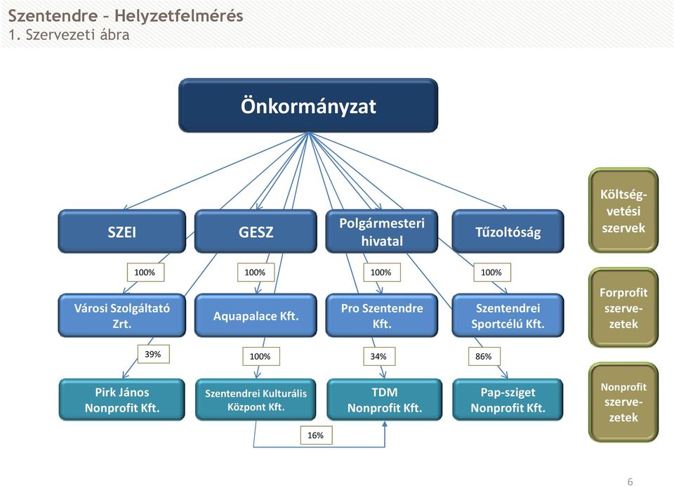 100% 100% 100% Városi Szolgáltató Zrt. Aquapalace Kft. Pro Szentendre Kft. Szentendrei Sportcélú Kft.