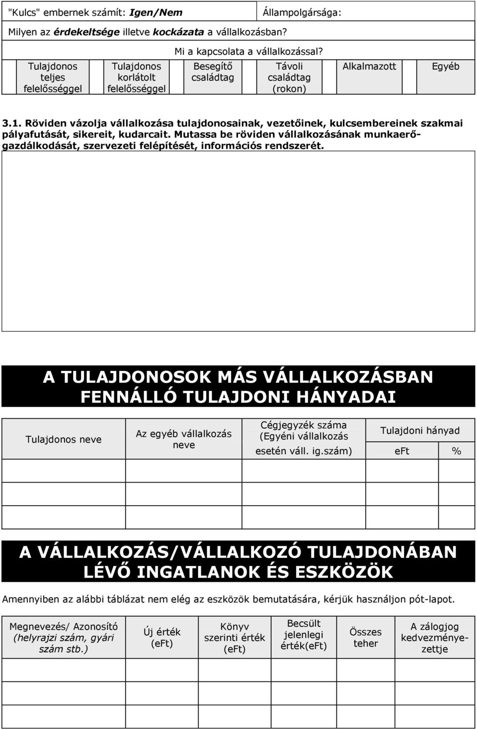 Röviden vázolja vállalkozása tulajdonosainak, vezetőinek, kulcsembereinek szakmai pályafutását, sikereit, kudarcait.