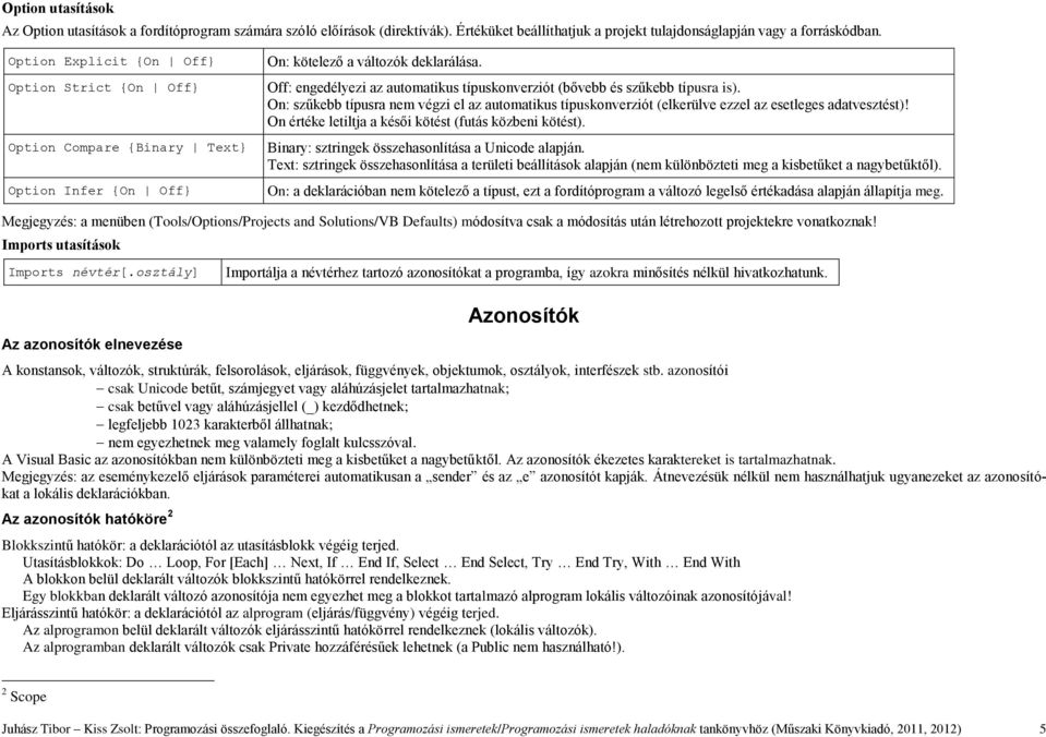 Off: engedélyezi az automatikus típuskonverziót (bővebb és szűkebb típusra is). On: szűkebb típusra nem végzi el az automatikus típuskonverziót (elkerülve ezzel az esetleges adatvesztést)!