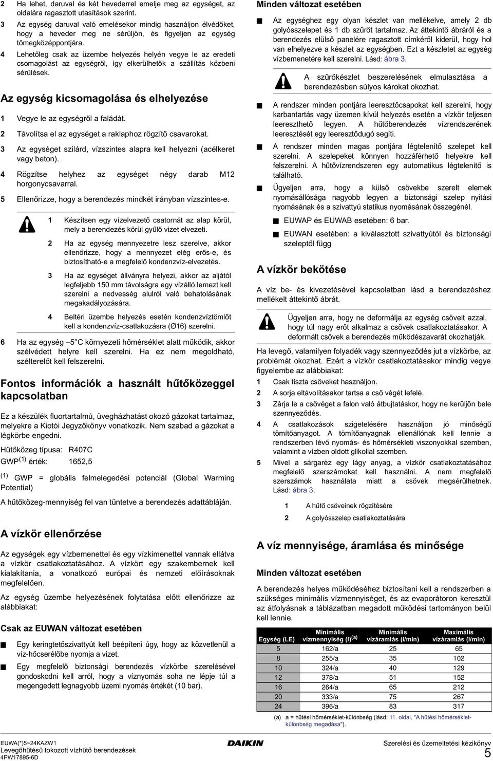 4 Lehetőleg csak az üzembe helyezés helyén vegye le az eredeti csomagolást az egységről, így elkerülhetők a szállítás közbeni sérülések.