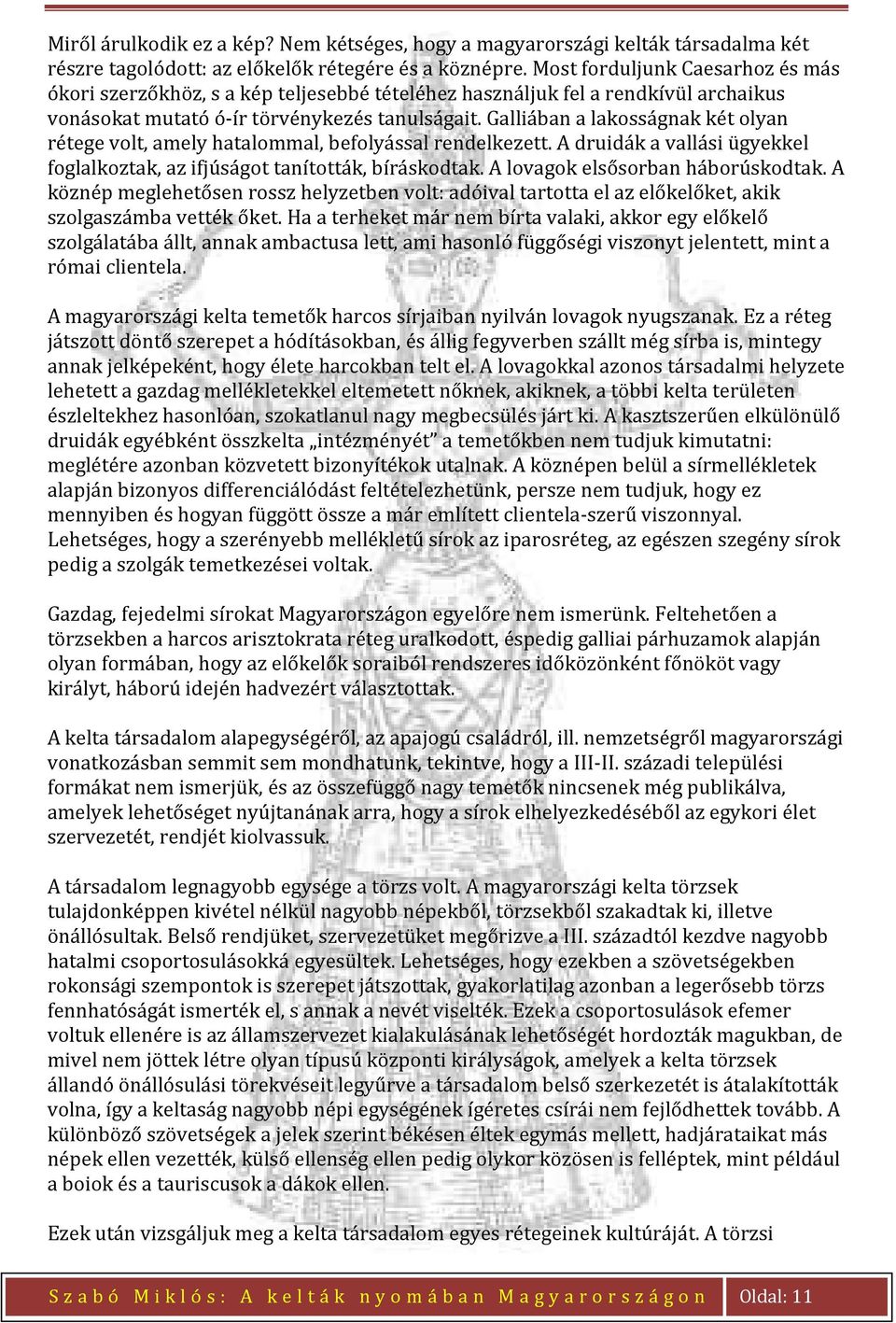 Galliában a lakosságnak két olyan rétege volt, amely hatalommal, befolyással rendelkezett. A druidák a vallási ügyekkel foglalkoztak, az ifjúságot tanították, bíráskodtak.