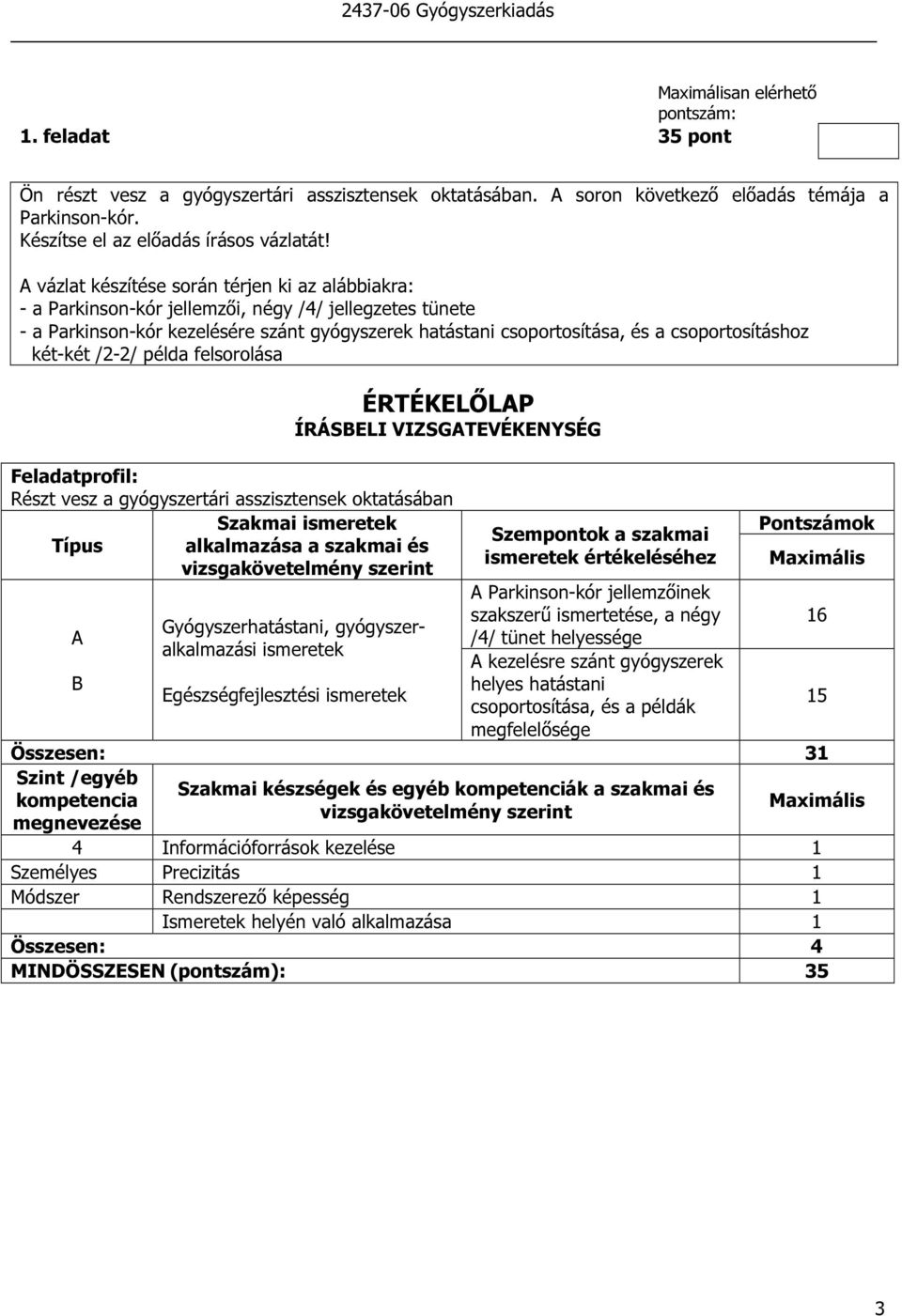 csoportosításhoz két-két /2-2/ példa felsorolása Részt vesz a gyógyszertári asszisztensek oktatásában Típus alkalmazása a szakmai és A B Gyógyszerhatástani, gyógyszeralkalmazási ismeretek