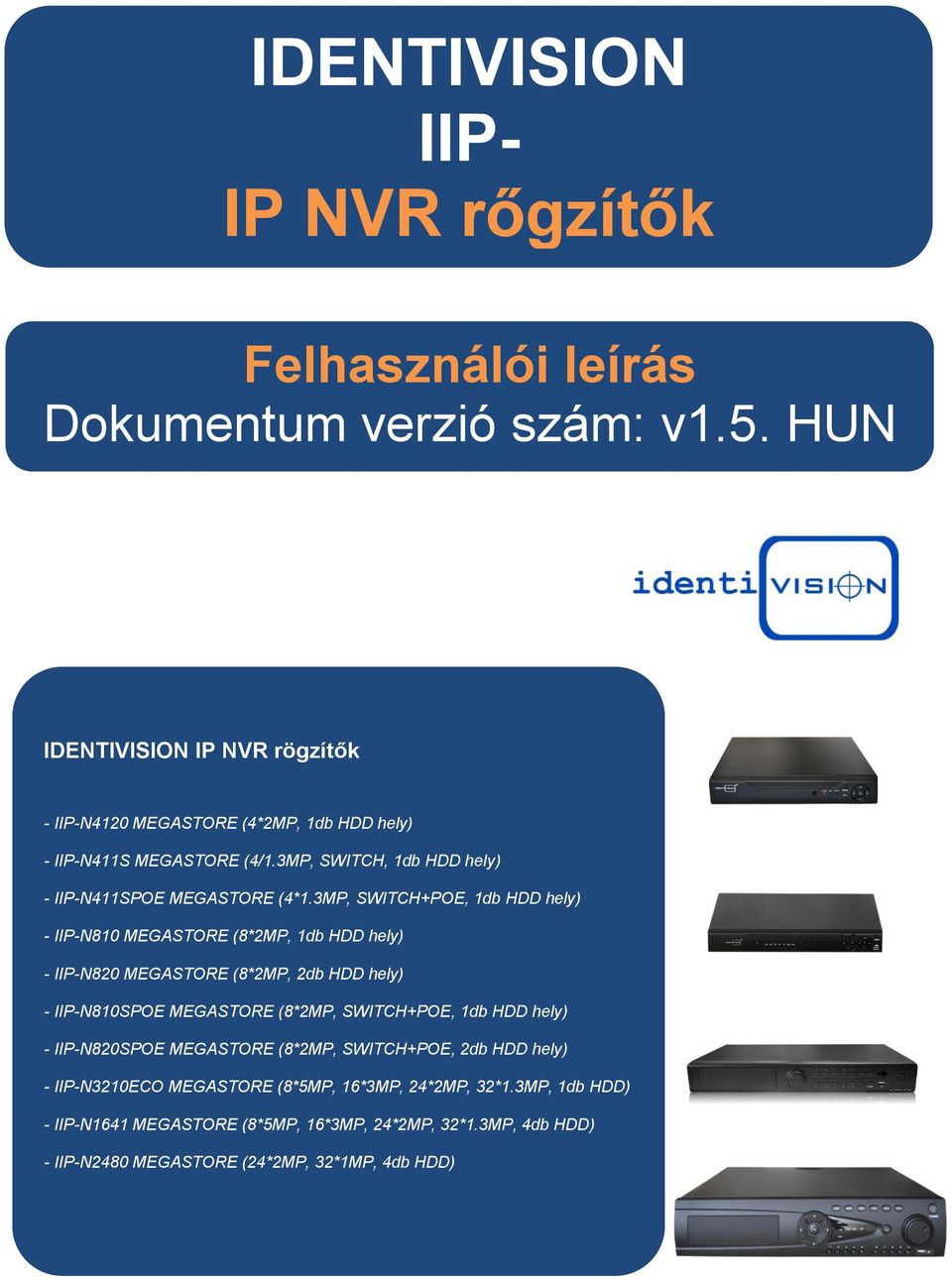 3MP, SWITCH+POE, 1db HDD hely) - IIP-N810 MEGASTORE (8*2MP, 1db HDD hely) - IIP-N820 MEGASTORE (8*2MP, 2db HDD hely) - IIP-N810SPOE MEGASTORE (8*2MP, SWITCH+POE,