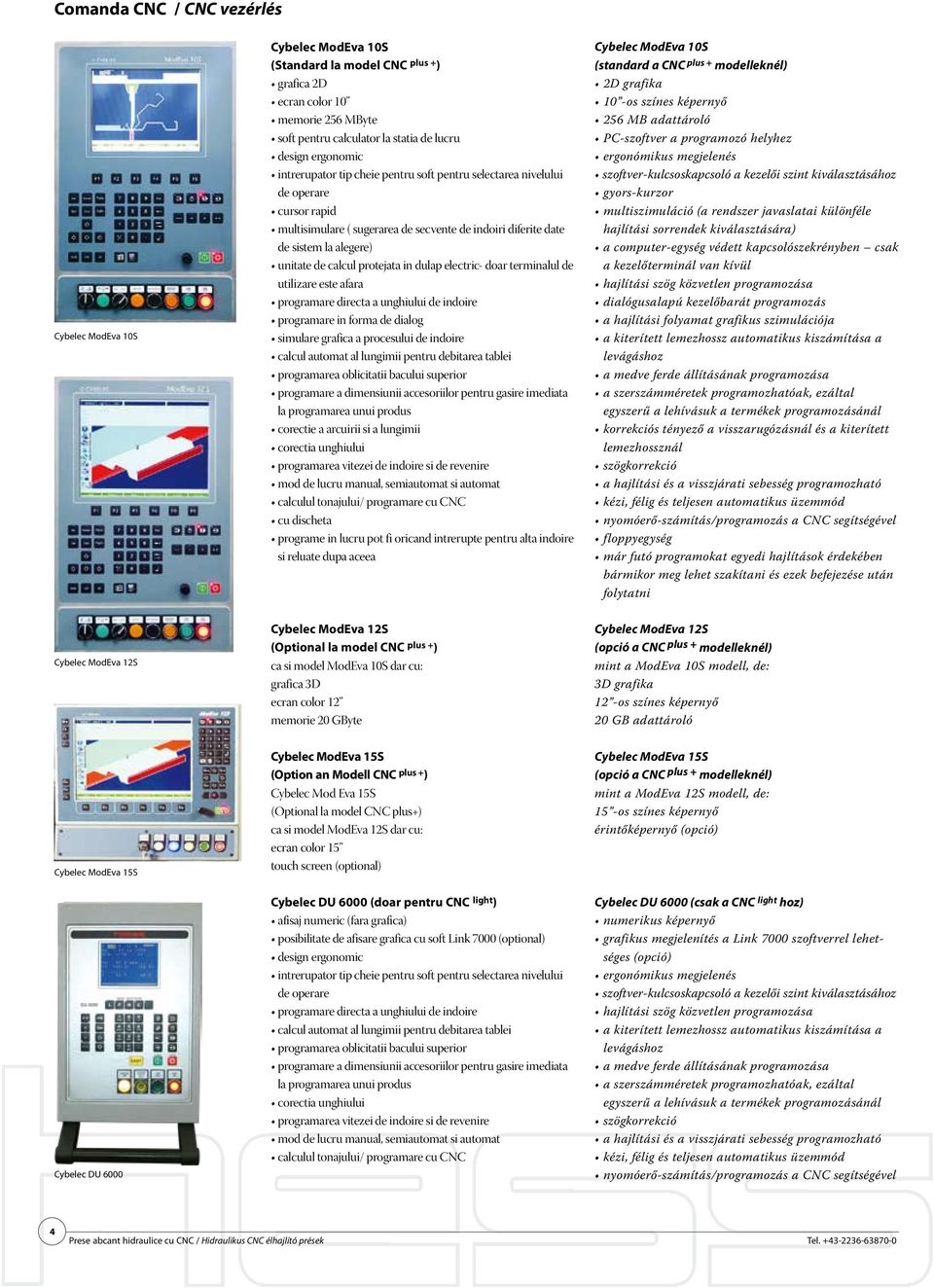 in dulap electric- doar terminalul de utilizare este afara programare directa a unghiului de indoire programare in forma de dialog simulare grafica a procesului de indoire calcul automat al lungimii