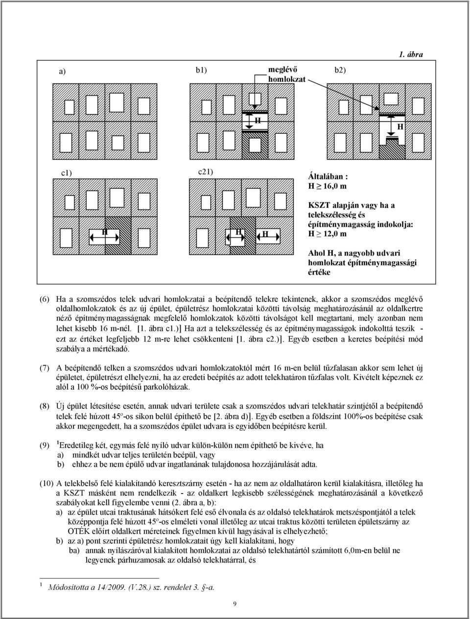 telek udvari homlokzatai a beépítendő telekre tekintenek, akkor a szomszédos meglévő oldalhomlokzatok és az új épület, épületrész homlokzatai közötti távolság meghatározásánál az oldalkertre néző