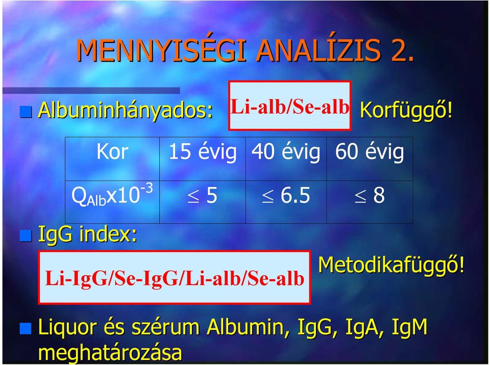 Kor 15 évig 40 évig 60 évig Q Alb x10-3 5 6.