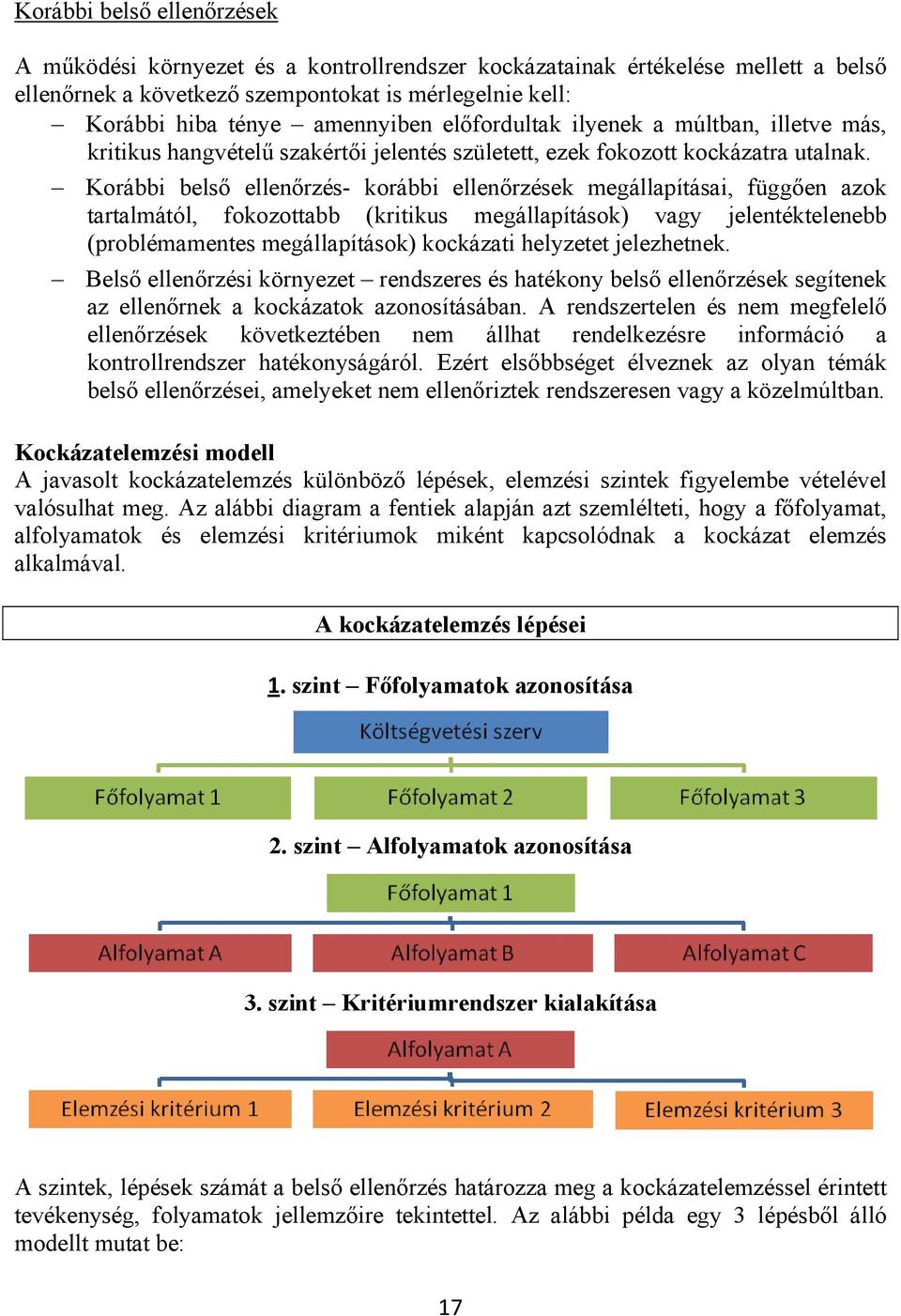 Korábbi belső ellenőrzés- korábbi ellenőrzések megállapításai, függően azok tartalmától, fokozottabb (kritikus megállapítások) vagy jelentéktelenebb (problémamentes megállapítások) kockázati