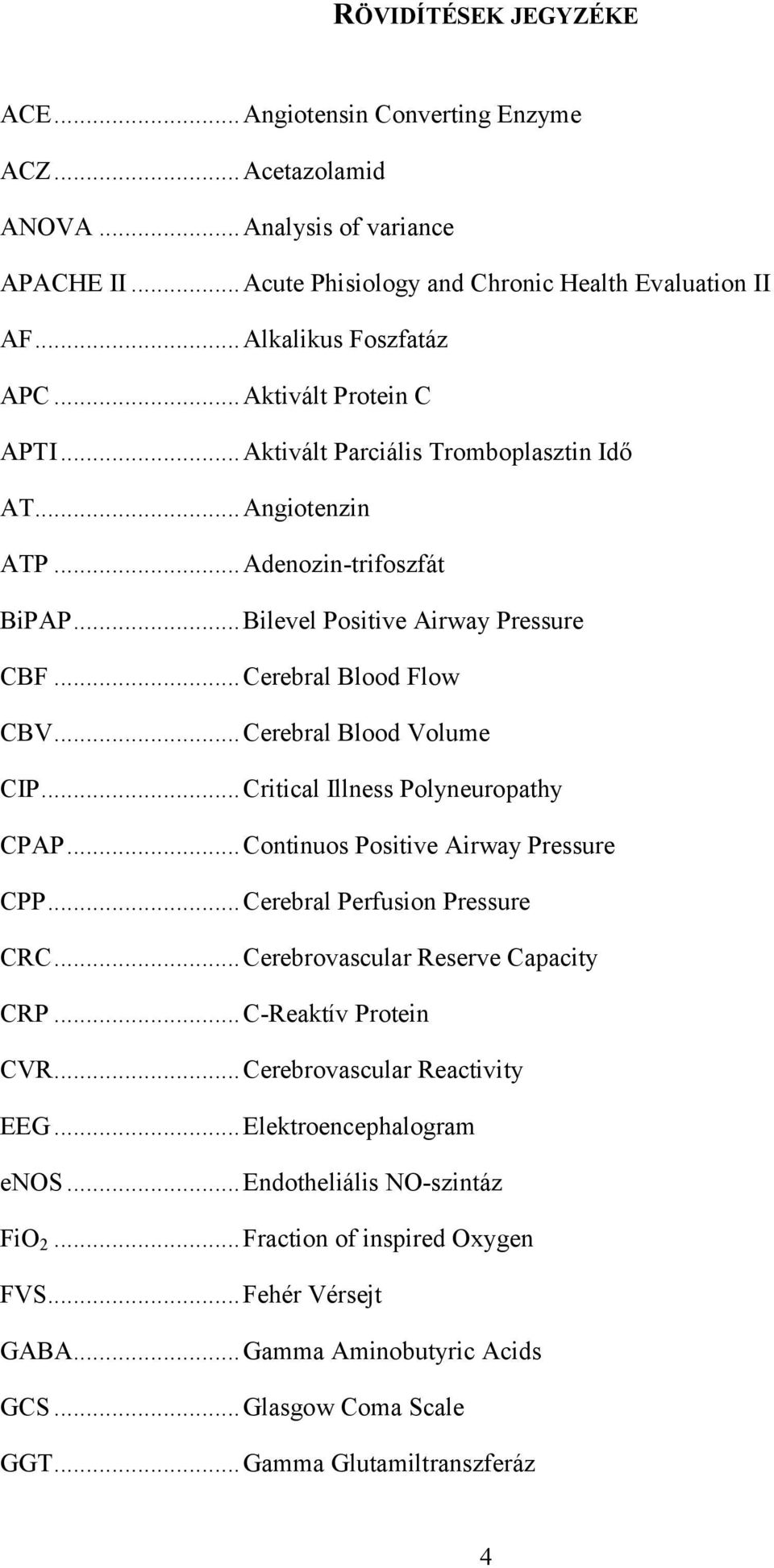 .. Cerebral Blood Volume CIP... Critical Illness Polyneuropathy CPAP... Continuos Positive Airway Pressure CPP... Cerebral Perfusion Pressure CRC... Cerebrovascular Reserve Capacity CRP.