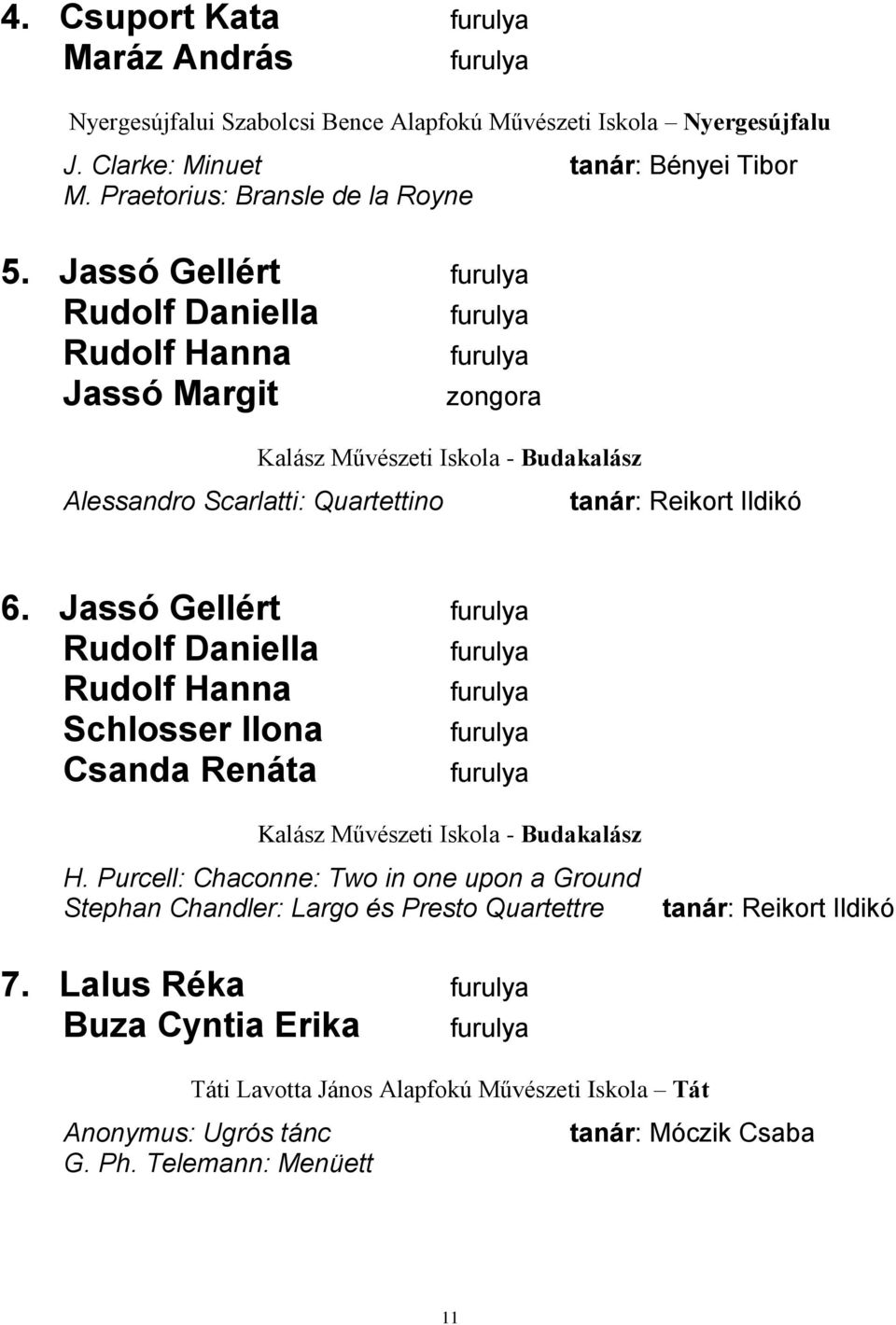 Jassó Gellért Rudolf Daniella Rudolf Hanna Schlosser Ilona Csanda Renáta Kalász Művészeti Iskola - Budakalász H.