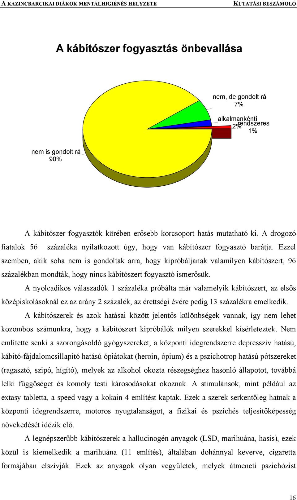 Ezzel szemben, akik soha nem is gondoltak arra, hogy kipróbáljanak valamilyen kábítószert, 96 százalékban mondták, hogy nincs kábítószert fogyasztó ismerősük.