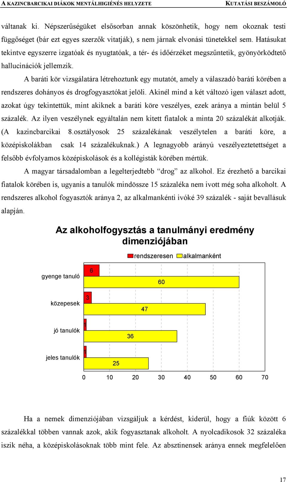 A baráti kör vizsgálatára létrehoztunk egy mutatót, amely a válaszadó baráti körében a rendszeres dohányos és drogfogyasztókat jelöli.