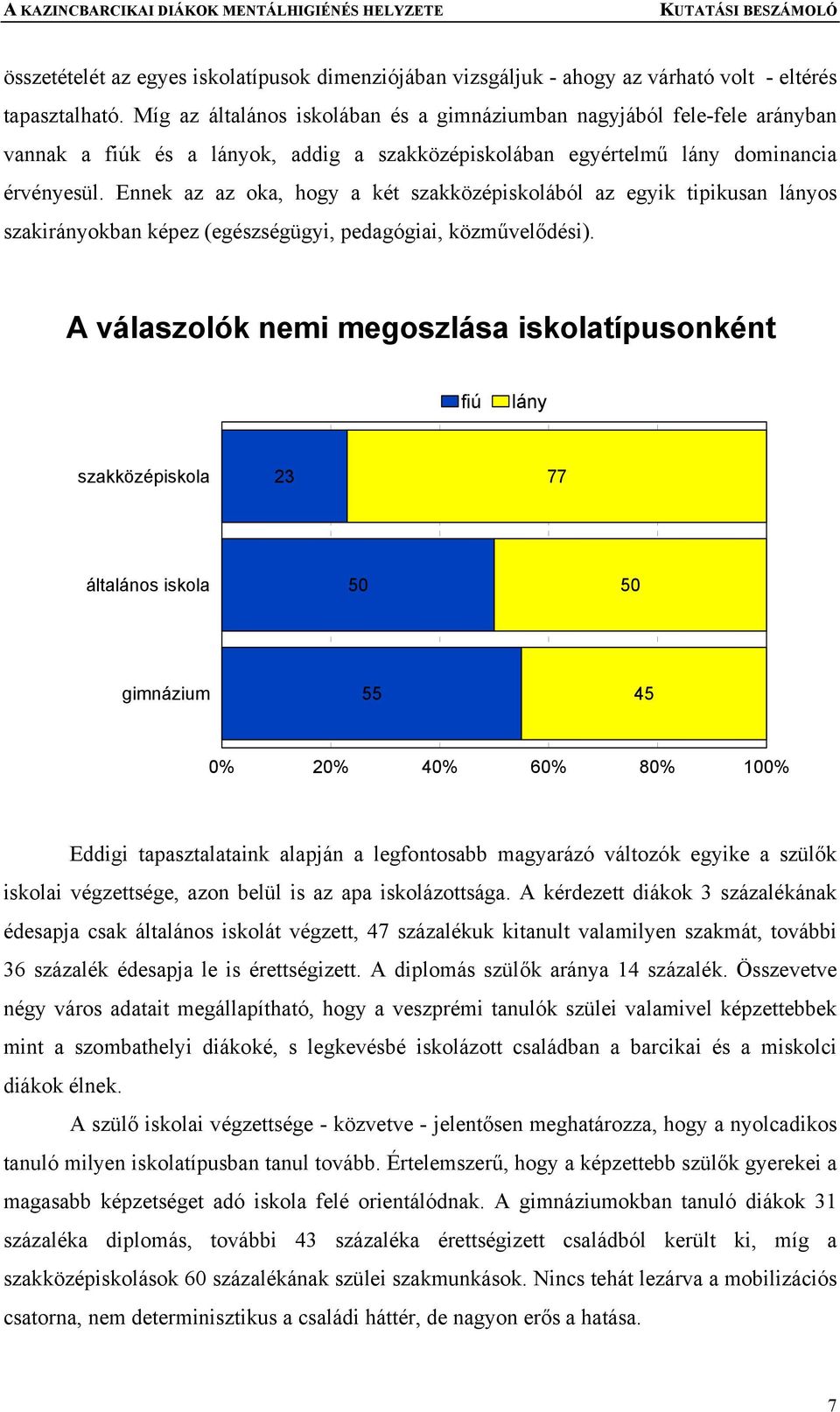 Ennek az az oka, hogy a két szakközépiskolából az egyik tipikusan lányos szakirányokban képez (egészségügyi, pedagógiai, közművelődési).