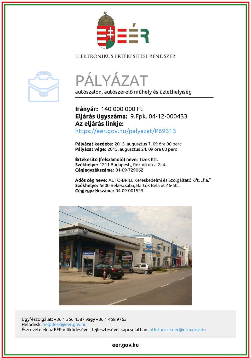 PÁLYÁZAT. autószalon, autószerelő műhely és üzlethelyiség - PDF Free  Download