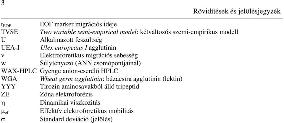 Súlytényező (ANN csomópontjainál) WAX-HPLC Gyenge anion-cserélő HPLC WGA Wheat germ agglutinin: búzacsíra agglutinin (lektin) YYY