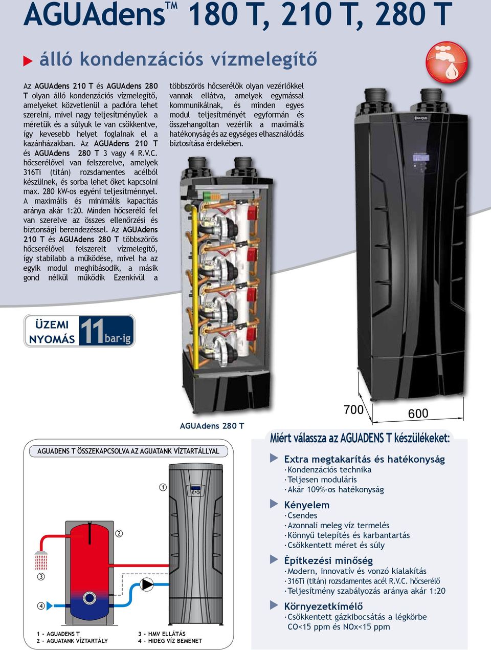 hőcserélővel van felszerelve, amelyek 36Ti (titán) rozsdamentes acélból készülnek, és sorba lehet őket kapcsolni max. 2 kw-os egyéni teljesítménnyel. A maximális és minimális kapacitás aránya akár :.