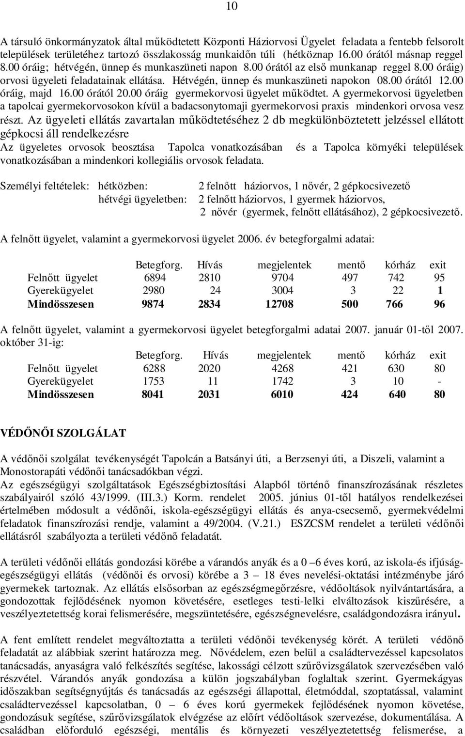 Hétvégén, ünnep és munkaszüneti napokon 08.00 órától 12.00 óráig, majd 16.00 órától 20.00 óráig gyermekorvosi ügyelet működtet.