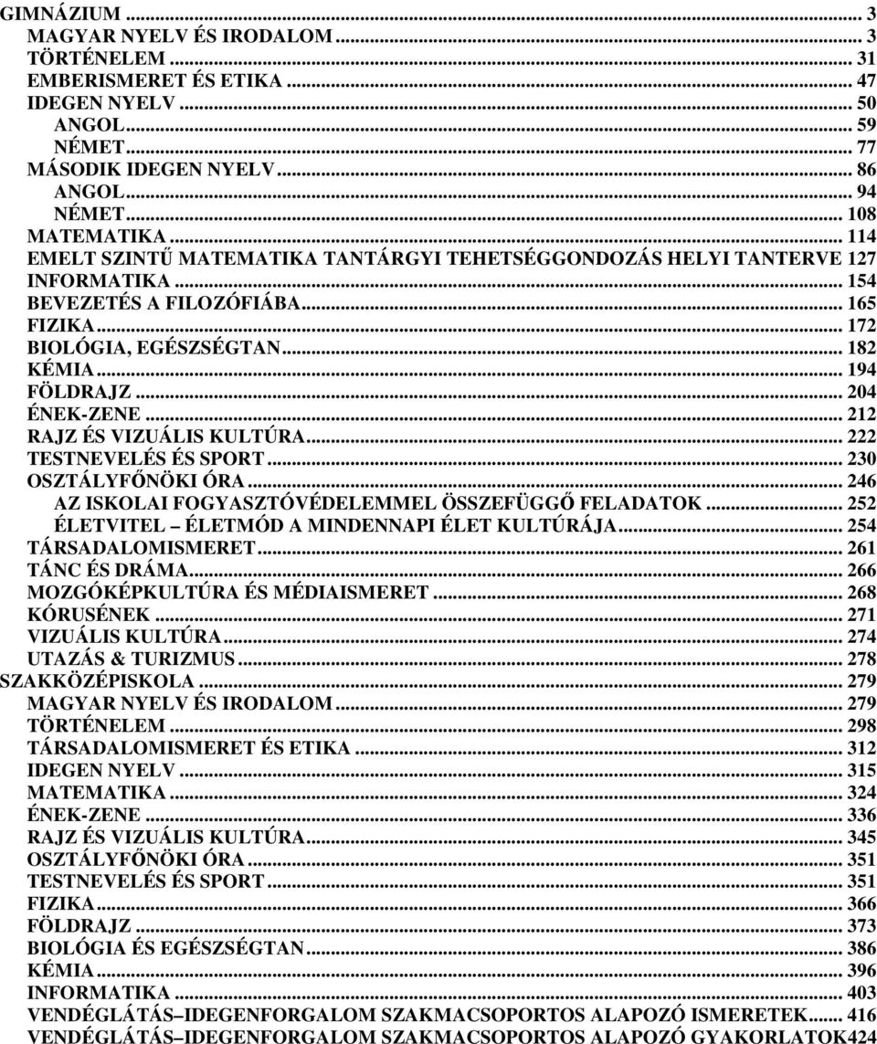 .. 204 ÉNEK-ZENE... 212 RAJZ ÉS VIZUÁLIS KULTÚRA... 222 TESTNEVELÉS ÉS SPORT... 230 OSZTÁLYFŐNÖKI ÓRA... 246 AZ ISKOLAI FOGYASZTÓVÉDELEMMEL ÖSSZEFÜGGŐ FELADATOK.