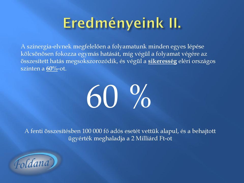 végül a sikeresség eléri országos szinten a 60%-ot.