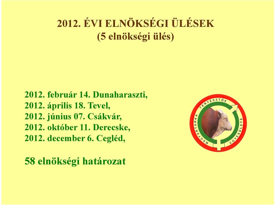 Tevel, 2012. június 07. Csákvár, 2012. október 11.