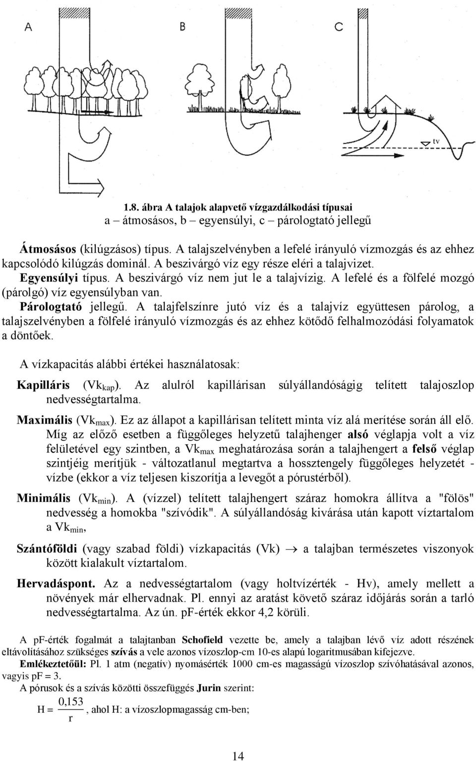A lefelé és a fölfelé mozgó (párolgó) víz egyensúlyban van. Párologtató jellegű.