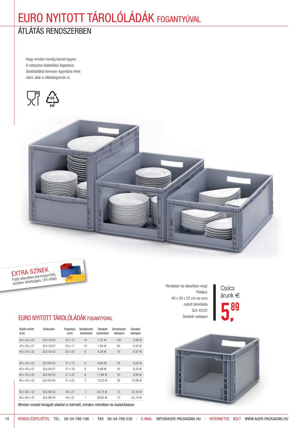 Például: 40 x 30 x 22 cm-es euro nyitott tárolóláda SLK 43/22 5, 89 Cikkszám Fogantyú 40 x 30 x 22 SLK 43/22 20 x 12 18 7,07 100 5,89 40 x 30 x 27 SLK 43/27 20 x 17 12 7,60 80 6,33 40 x 30 x 32 SLK