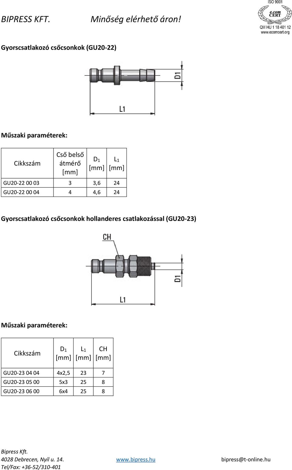 Gyorscsatlakozó csőcsonkok hollanderes csatlakozással