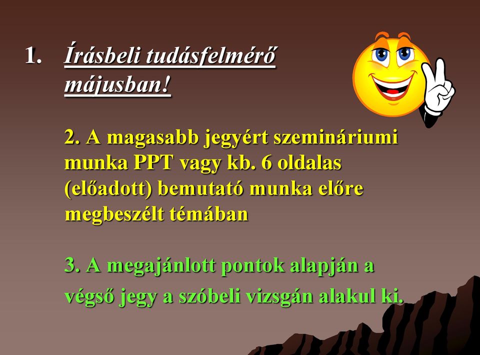 6 oldalas (előadott) bemutató munka előre megbeszélt