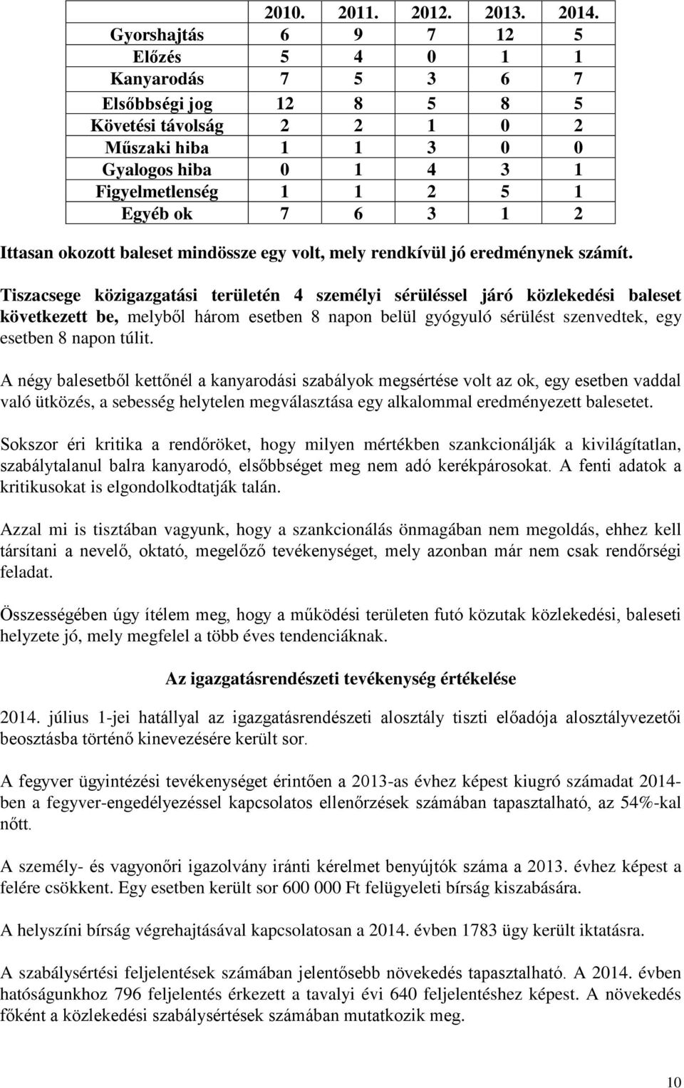 6 3 1 2 Ittasan okozott baleset mindössze egy volt, mely rendkívül jó eredménynek számít.