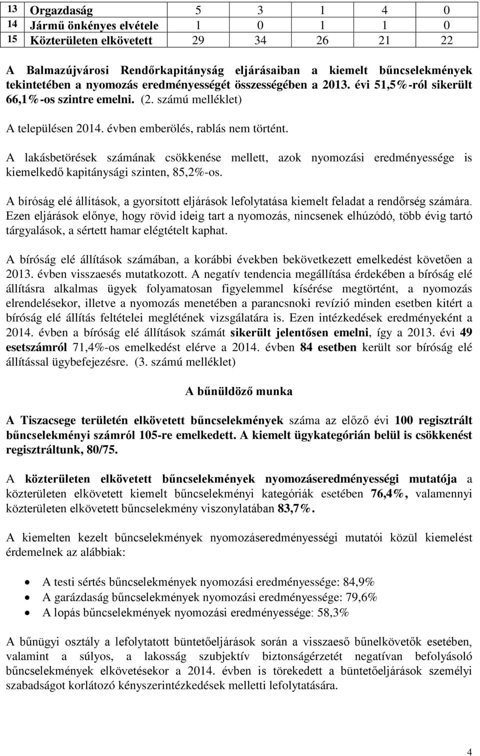 A lakásbetörések számának csökkenése mellett, azok nyomozási eredményessége is kiemelkedő kapitánysági szinten, 85,2%-os.
