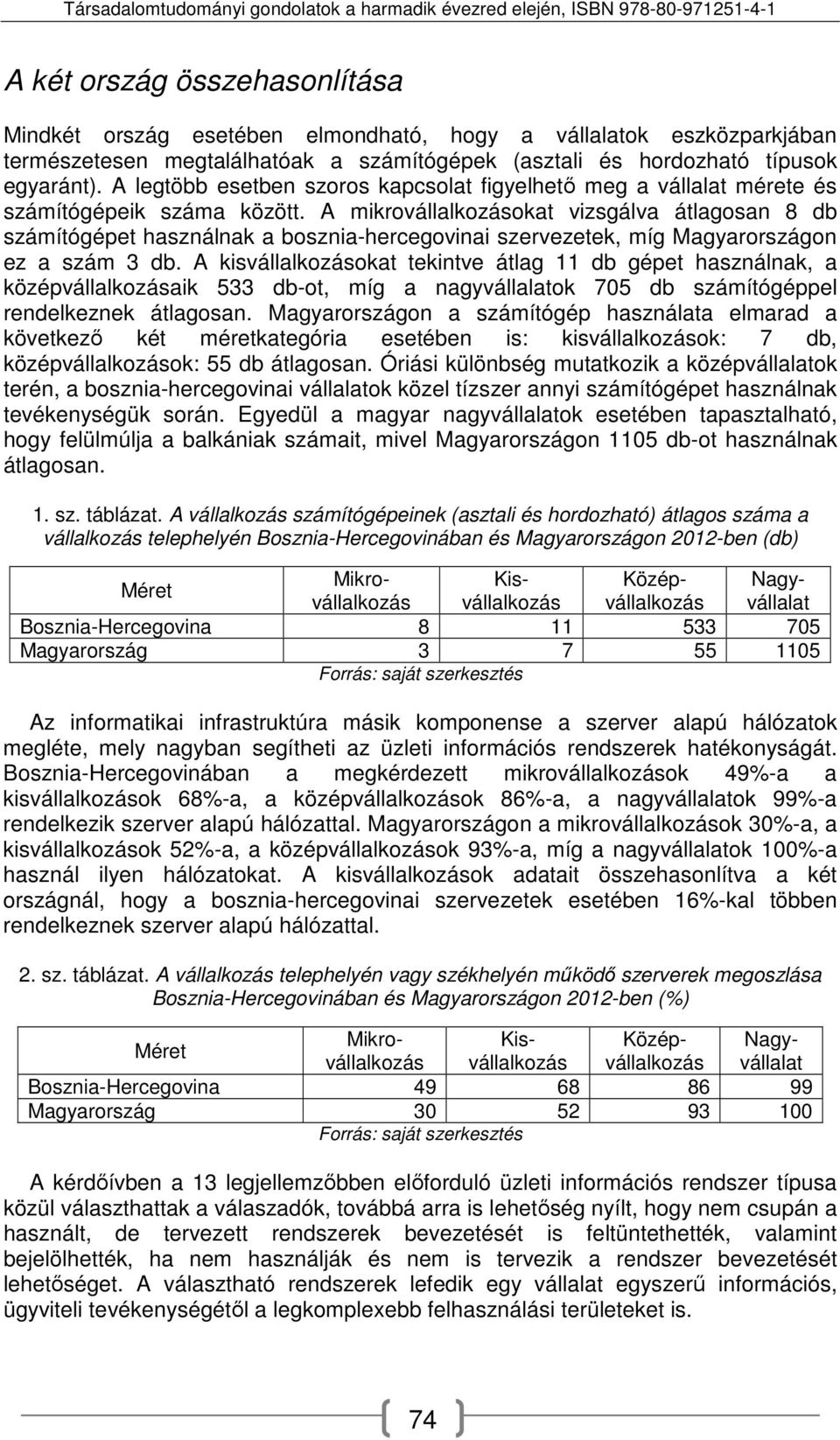 A mikrovállalkozásokat vizsgálva átlagosan 8 db számítógépet használnak a bosznia-hercegovinai szervezetek, míg Magyarországon ez a szám 3 db.