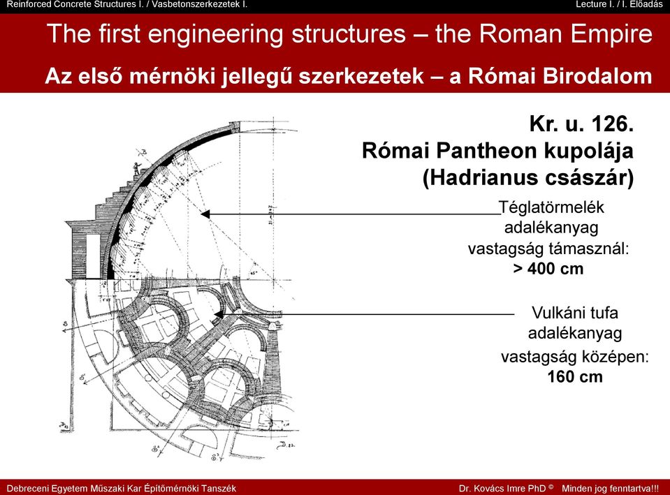 Római Pantheon kupolája (Hadrianus császár) Téglatörmelék