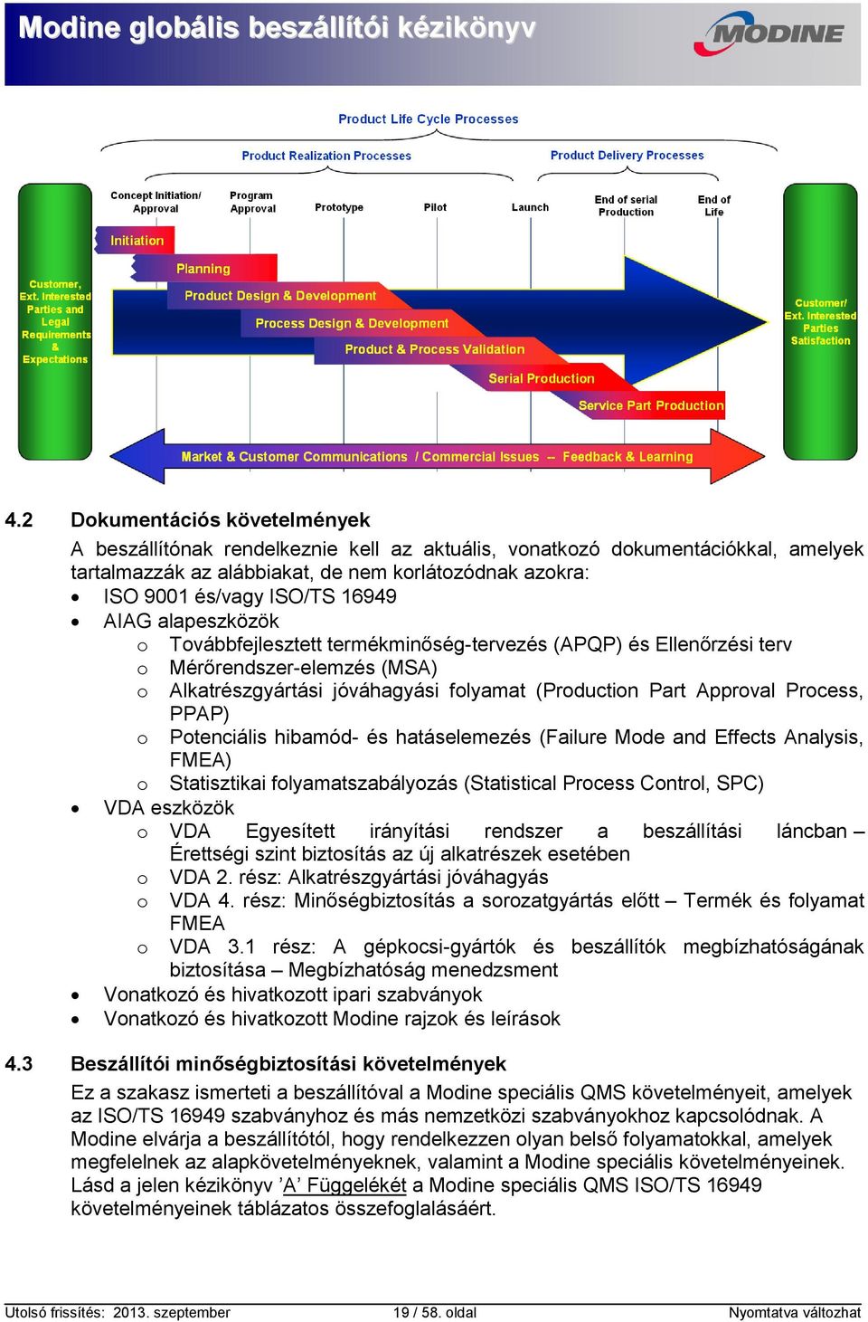PPAP) o Potenciális hibamód- és hatáselemezés (Failure Mode and Effects Analysis, FMEA) o Statisztikai folyamatszabályozás (Statistical Process Control, SPC) VDA eszközök o VDA Egyesített irányítási
