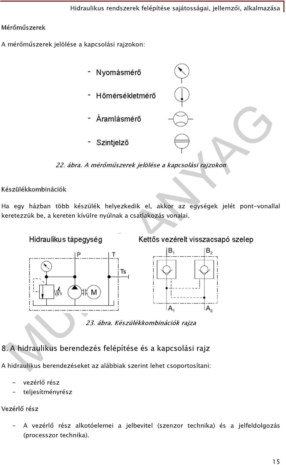 kereten kívülre nyúlnak a csatlakozás vonalai. 23. ábra. Készülékkombinációk rajza 8.