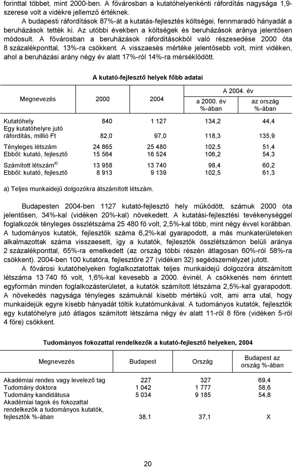 A fővárosban a beruházások ráfordításokból való részesedése 2000 óta 8 százalékponttal, 13%-ra csökkent.