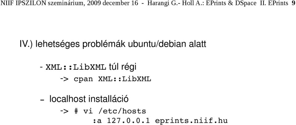 ) lehetséges problémák ubuntu/debian alatt XML::LibXML túl