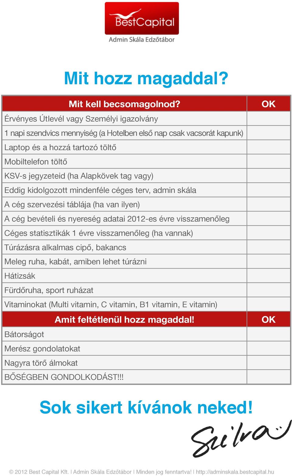 Alapkövek tag vagy) Eddig kidolgozott mindenféle céges terv, admin skála A cég szervezési táblája (ha van ilyen) A cég bevételi és nyereség adatai 2012-es évre visszamenőleg Céges