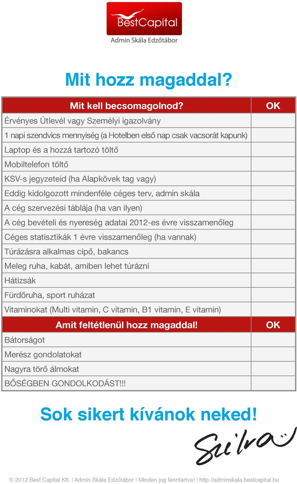 Alapkövek tag vagy) Eddig kidolgozott mindenféle céges terv, admin skála A cég szervezési táblája (ha van ilyen) A cég bevételi és nyereség adatai 2012-es évre visszamenőleg Céges