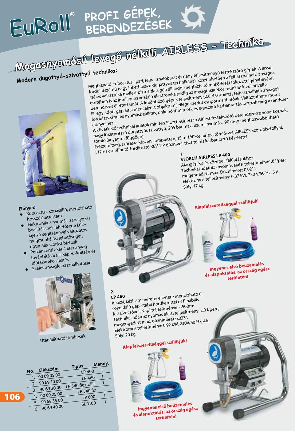 esetében is az intelligens vezérlő elektronika pedig az anyagtakarékos munkán kívül növeli a berendezés élettartamát. A különböző gépek teljesítmény (2,0-4,0 l/perc), felhasználható anyagok ill.