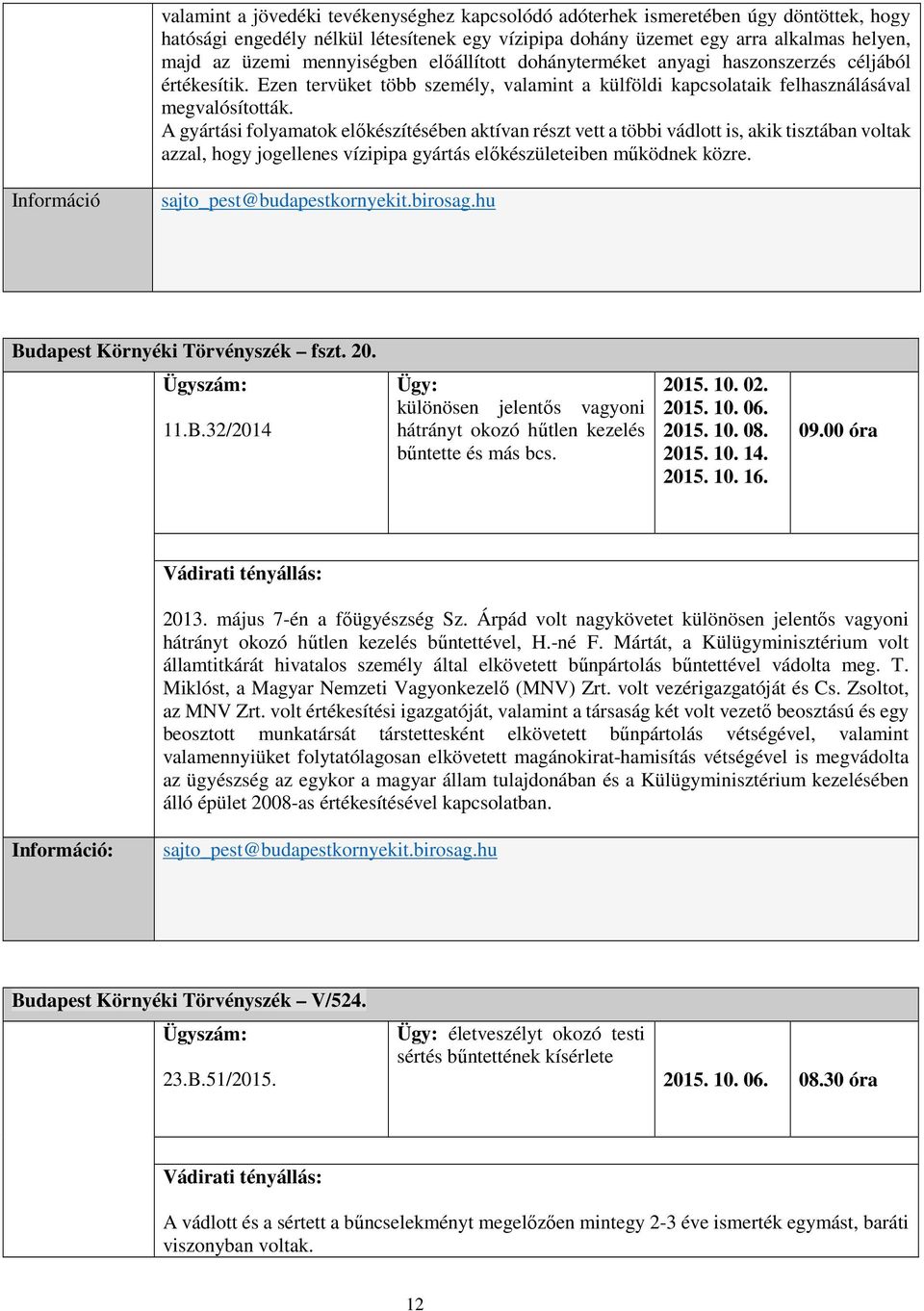 A gyártási folyamatok előkészítésében aktívan részt vett a többi vádlott is, akik tisztában voltak azzal, hogy jogellenes vízipipa gyártás előkészületeiben működnek közre.