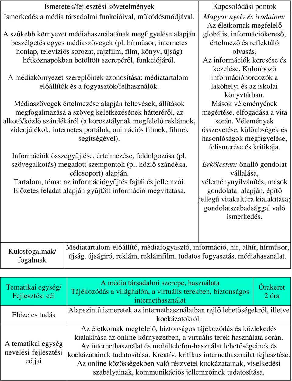 A médiakörnyezet szereplőinek azonosítása: médiatartalomelőállítók és a fogyasztók/felhasználók.