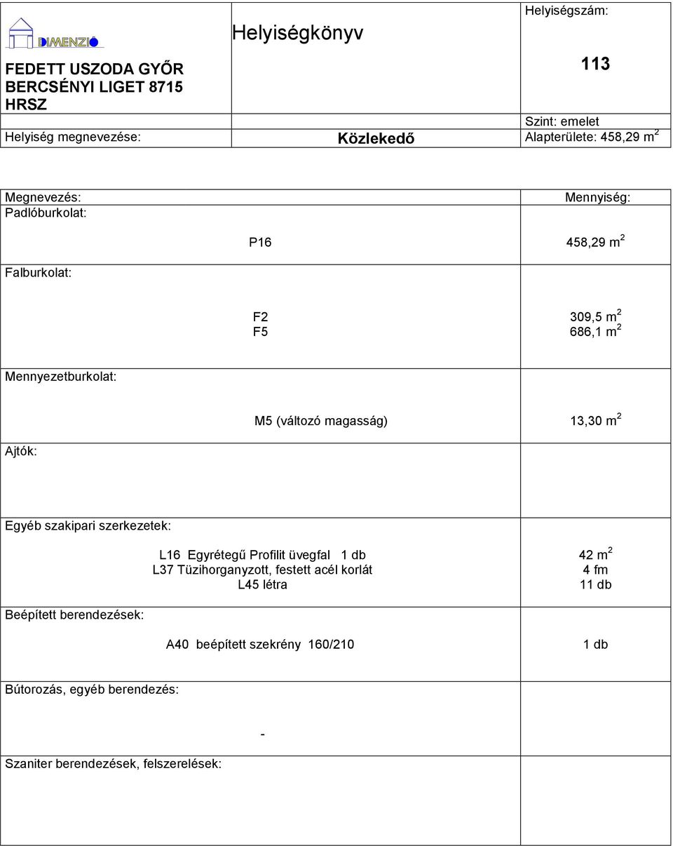 m 2 L16 Egyrétegű Profilit üvegfal L37 Tüzihorganyzott, festett