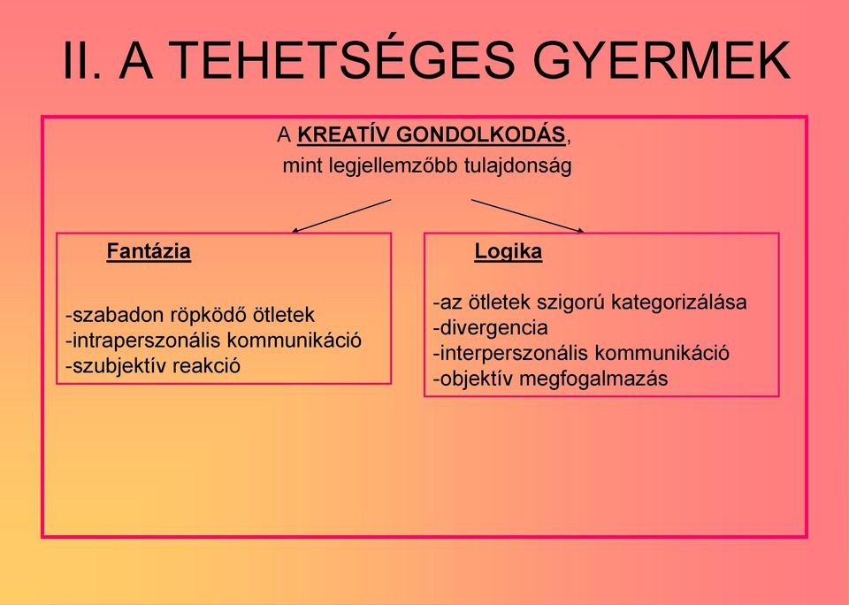 kommunikáció -szubjektív reakció Logika -az ötletek szigorú