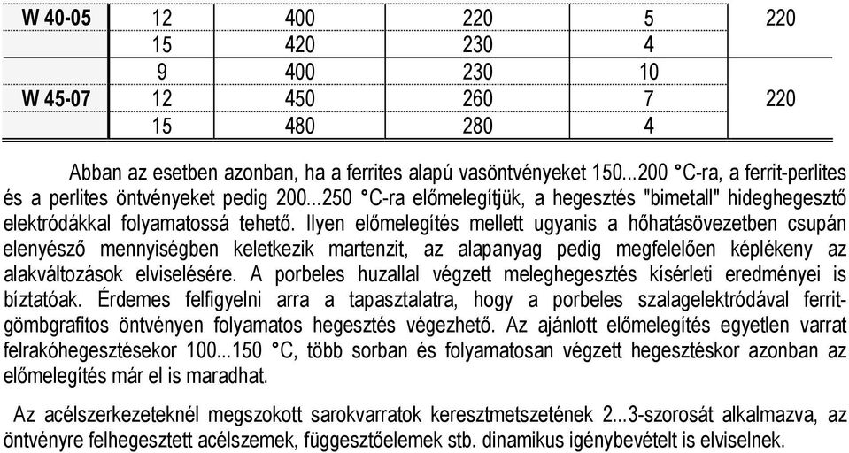 Ilyen előmelegítés mellett ugyanis a hőhatásövezetben csupán elenyésző mennyiségben keletkezik martenzit, az alapanyag pedig megfelelően képlékeny az alakváltozások elviselésére.