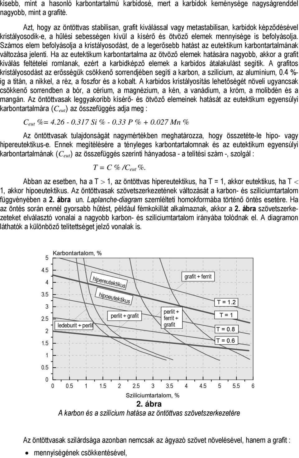 Számos elem befolyásolja a kristályosodást, de a legerősebb hatást az eutektikum karbontartalmának változása jelenti.