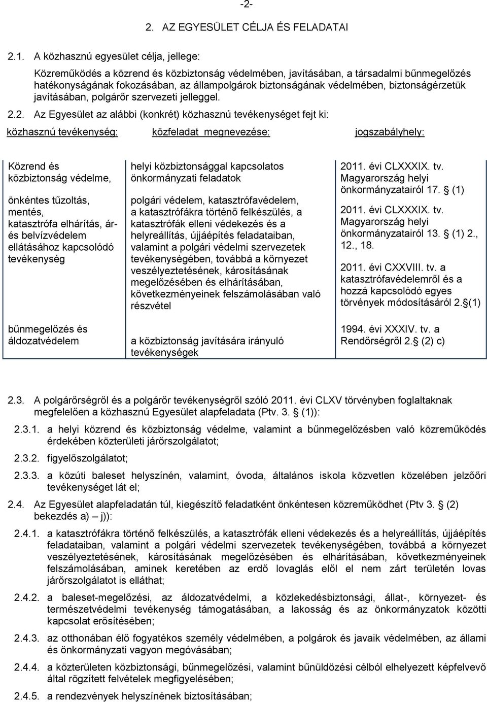 biztonságérzetük javításában, polgárőr szervezeti jelleggel. 2.